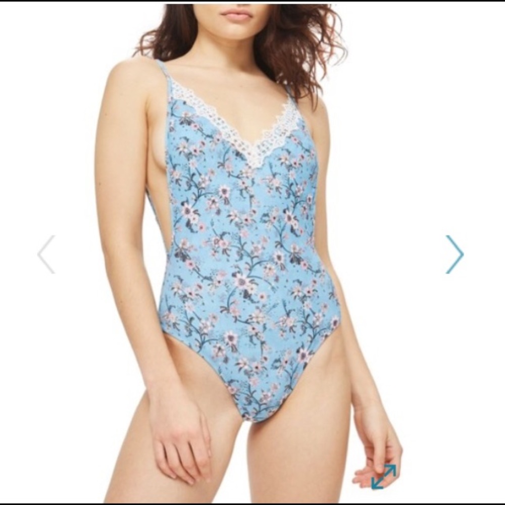 🆕 Ditsy Lace Trim One Piece TopShop Swimsuit